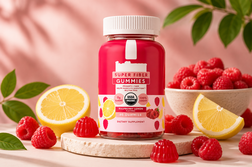 Daily Fiber Gummies – Raspberry Lemon | Digestive Support, Vegan & Sugar-Free